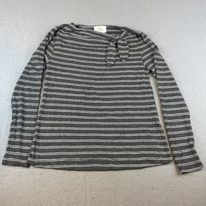 Anthoropologie Ella Mara Womens Stirped Bow Knit Top Sz M Gray White